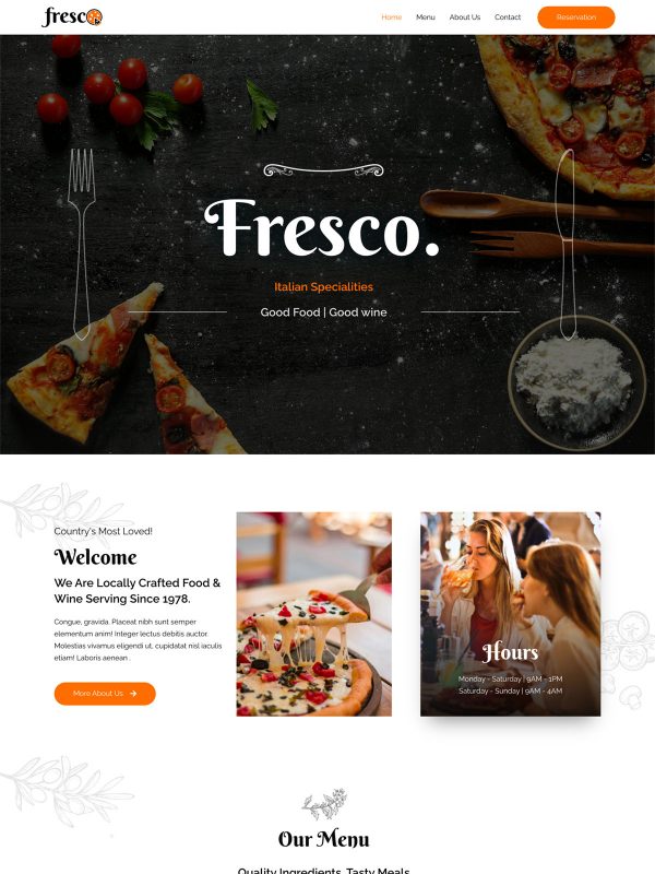 italian restaurant website design in USA